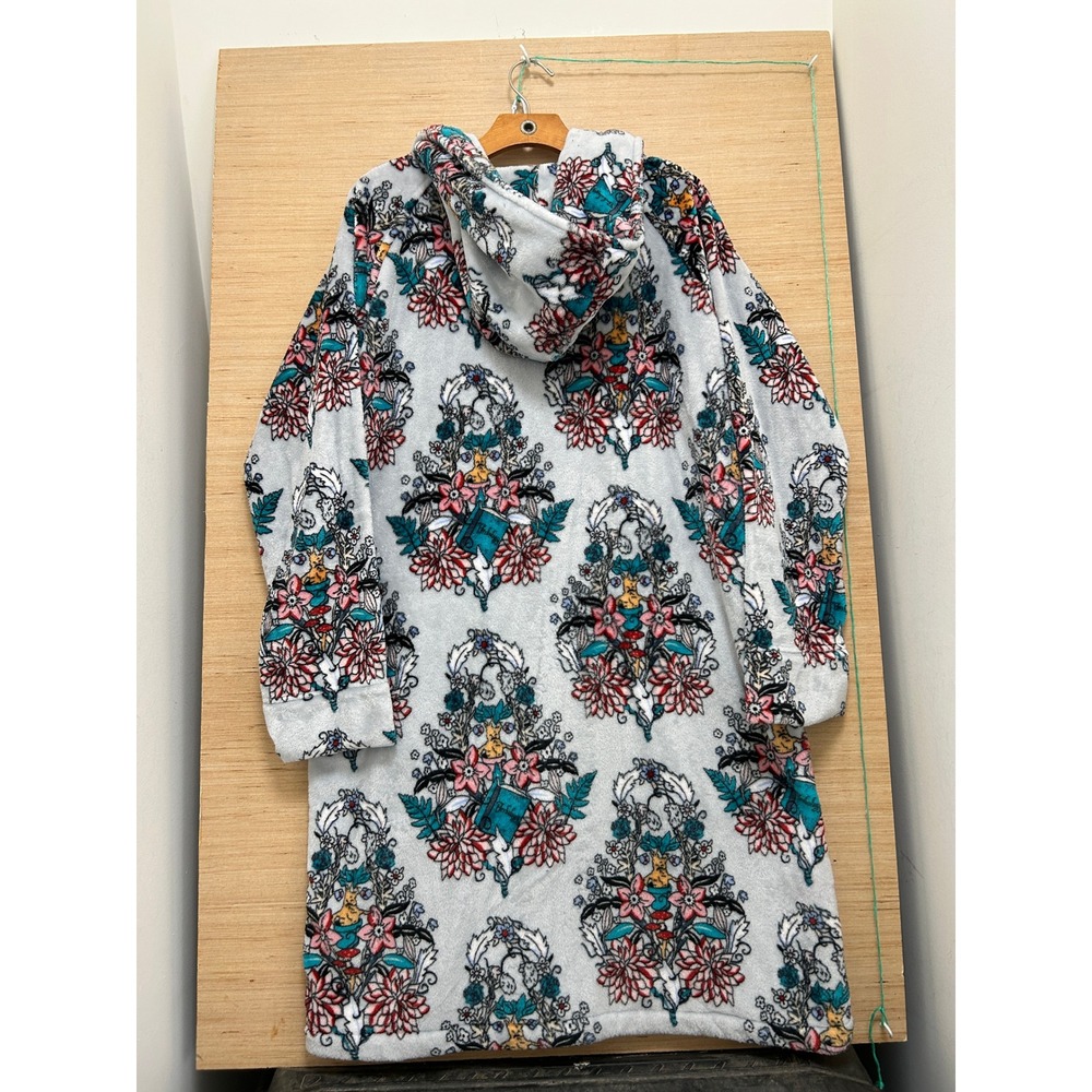 Harry Potter Vera Bradley Herbology Floral Fleece Hooded Robe Grey L/XL - Picture 4 of 5